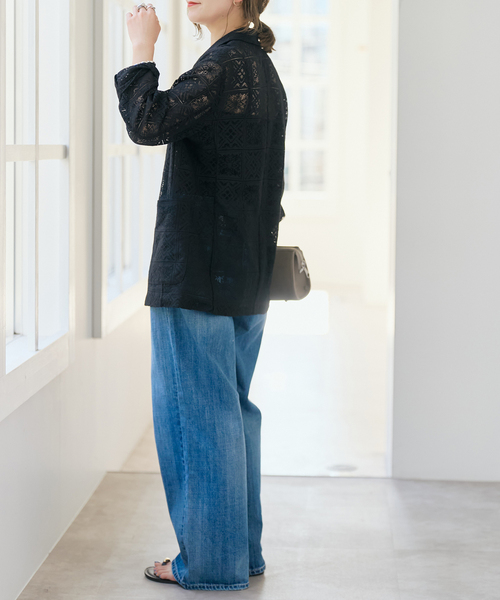Spick & Span（スピックアンドスパン）の「レースジャケット（テーラードジャケット・レディース・ブラック/ホワイト・FREE）」の8枚目の写真