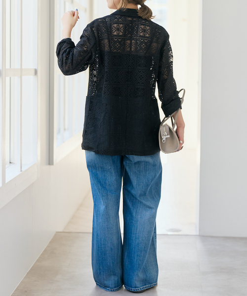 Spick & Span（スピックアンドスパン）の「レースジャケット（テーラードジャケット・レディース・ブラック/ホワイト・FREE）」の9枚目の写真