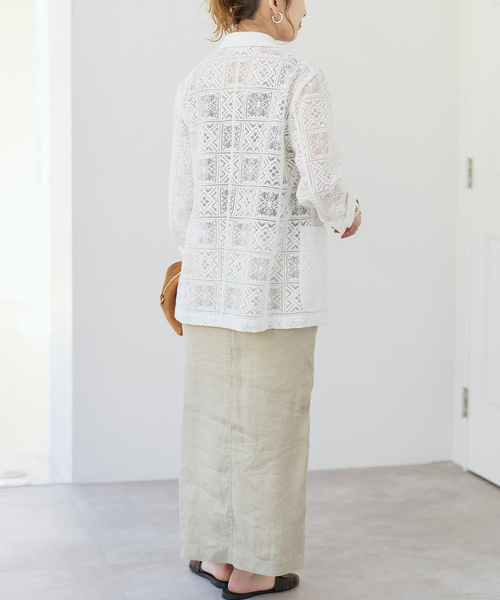 Spick & Span（スピックアンドスパン）の「レースジャケット（テーラードジャケット・レディース・ブラック/ホワイト・FREE）」の14枚目の写真