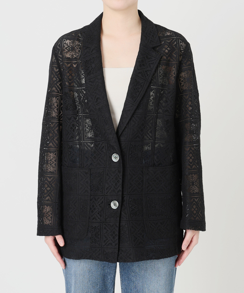 Spick & Span（スピックアンドスパン）の「レースジャケット（テーラードジャケット・レディース・ブラック/ホワイト・FREE）」の16枚目の写真