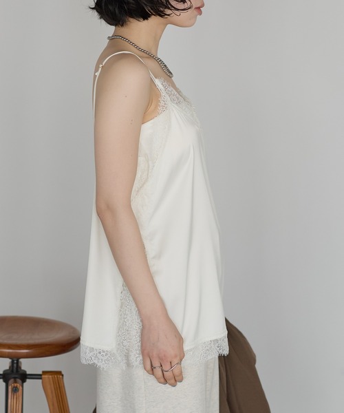 r.（アールドット）の「マットサテン　レースキャミソール（キャミソール・レディース・ブラック/アイボリー/ブラウン/チャコールグレー/オリーブ・FREE）」の9枚目の写真