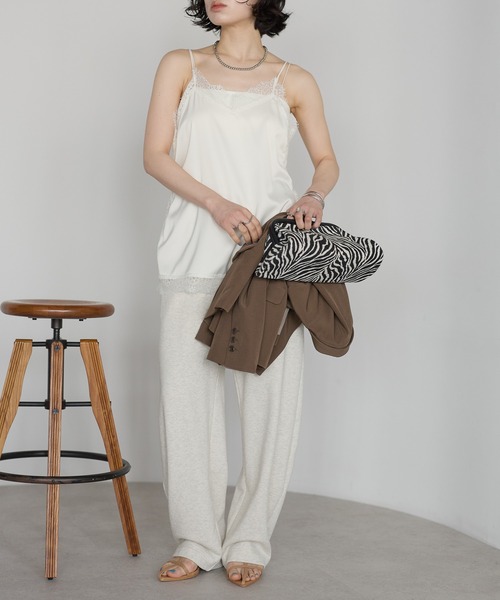 r.（アールドット）の「マットサテン　レースキャミソール（キャミソール・レディース・ブラック/アイボリー/ブラウン/チャコールグレー/オリーブ・FREE）」の19枚目の写真