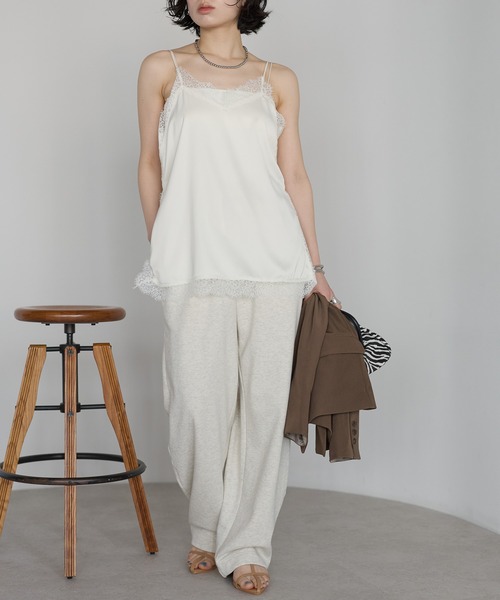 r.（アールドット）の「マットサテン　レースキャミソール（キャミソール・レディース・ブラック/アイボリー/ブラウン/チャコールグレー/オリーブ・FREE）」の20枚目の写真