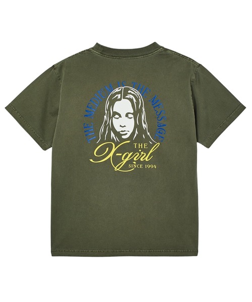 X-girl(エックスガール)の「FADED TRI-COLOR FACE S/S TEE(Tシャツ/カットソー・レディース・ブラック/オリーブ/バーガンディー・S/M/L)」の8枚目の写真