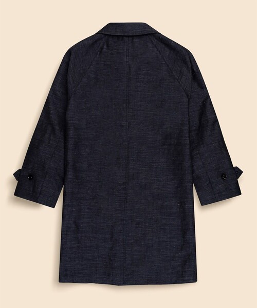 BROOKS BROTHERS（ブルックスブラザーズ）の「ウール／リネン　ミニヘリンボーン　ショップコート（ステンカラーコート・メンズ・ダークブルー・LARGE/MEDIUM/SMALL）」の2枚目の写真