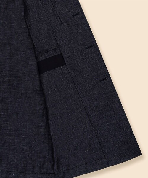 BROOKS BROTHERS（ブルックスブラザーズ）の「ウール／リネン　ミニヘリンボーン　ショップコート（ステンカラーコート・メンズ・ダークブルー・LARGE/MEDIUM/SMALL）」の6枚目の写真