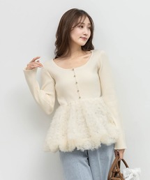 RANDA | デザインチュールペプラムリブニット(ニット/セーター)