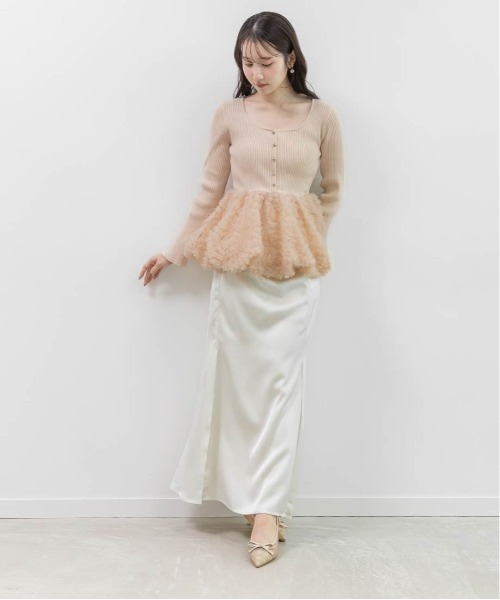 RANDA（ランダ）の「デザインチュールペプラムリブニット（ニット/セーター・レディース・グレー/ピンク/アイボリー・FREE）」の10枚目の写真