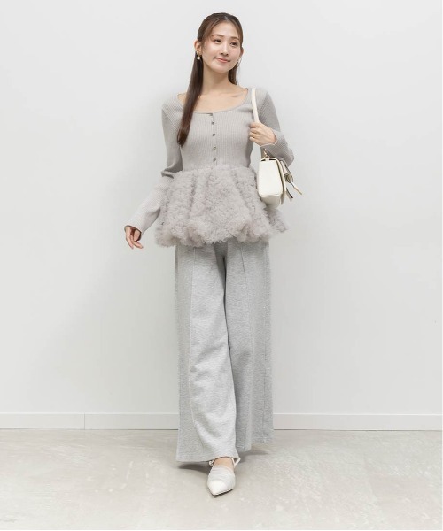 RANDA（ランダ）の「デザインチュールペプラムリブニット（ニット/セーター・レディース・グレー/ピンク/アイボリー・FREE）」の18枚目の写真