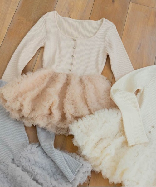 RANDA（ランダ）の「デザインチュールペプラムリブニット（ニット/セーター・レディース・グレー/ピンク/アイボリー・FREE）」の17枚目の写真