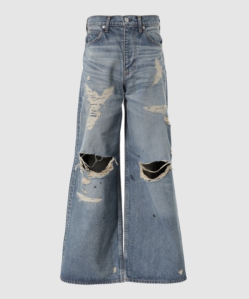 MASU(エムエーエスユー)の「MB BAGGY JEANS ANGEL DAMAGE(デニムパンツ・メンズ・インディゴブルー/ブラック・46/44/48)」の2枚目の写真