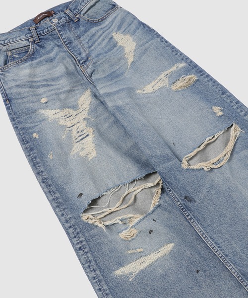 MASU(エムエーエスユー)の「MB BAGGY JEANS ANGEL DAMAGE(デニムパンツ・メンズ・インディゴブルー/ブラック・46/44/48)」の7枚目の写真