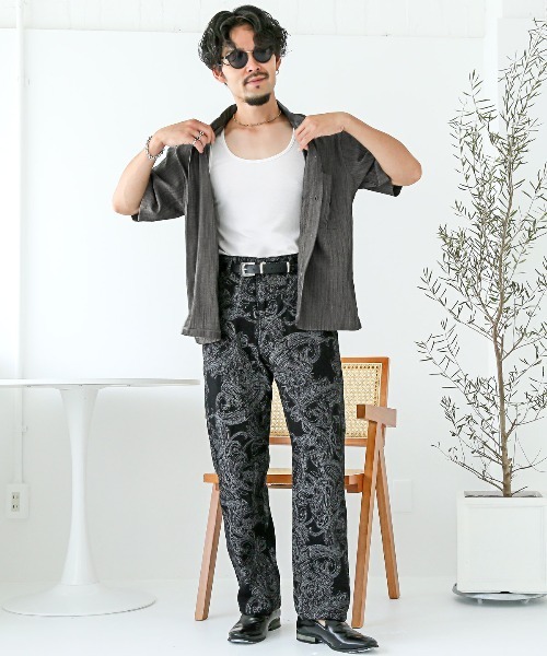 LUXSTYLE（ラグスタイル）の「レギュラーカラーリラックス半袖シャツ（シャツ/ブラウス・メンズ・ブラック/ブラックミックス・L/M）」の7枚目の写真