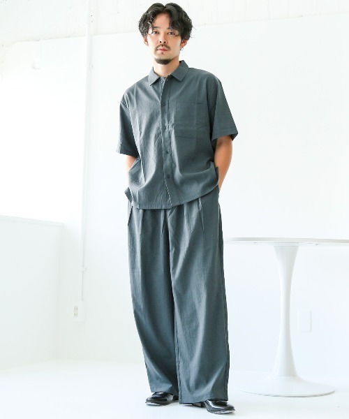 LUXSTYLE（ラグスタイル）の「レギュラーカラーリラックス半袖シャツ（シャツ/ブラウス・メンズ・ブラック/ブラックミックス・L/M）」の9枚目の写真