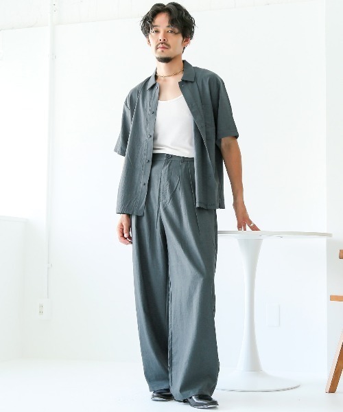 LUXSTYLE（ラグスタイル）の「レギュラーカラーリラックス半袖シャツ（シャツ/ブラウス・メンズ・ブラック/ブラックミックス・L/M）」の10枚目の写真