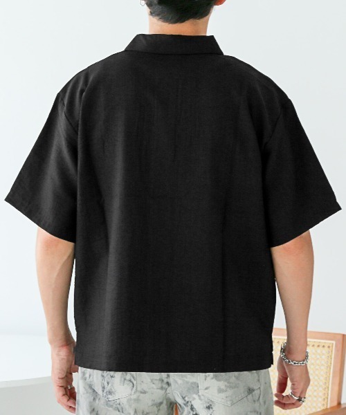 LUXSTYLE（ラグスタイル）の「レギュラーカラーリラックス半袖シャツ（シャツ/ブラウス・メンズ・ブラック/ブラックミックス・L/M）」の14枚目の写真