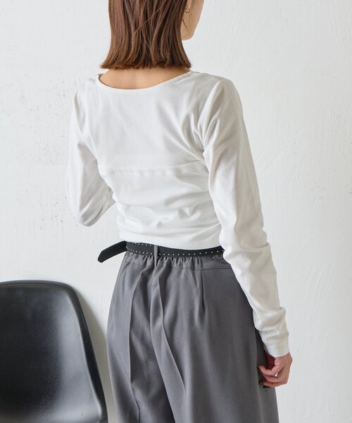 goocy(グーシー)の「【一枚で決まる!】ワンショルレヤード風トップス(Tシャツ/カットソー・レディース・ブラック/チャコールグレー/ホワイト・FREE)」の8枚目の写真