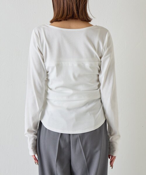 goocy(グーシー)の「【一枚で決まる!】ワンショルレヤード風トップス(Tシャツ/カットソー・レディース・ブラック/チャコールグレー/ホワイト・FREE)」の14枚目の写真