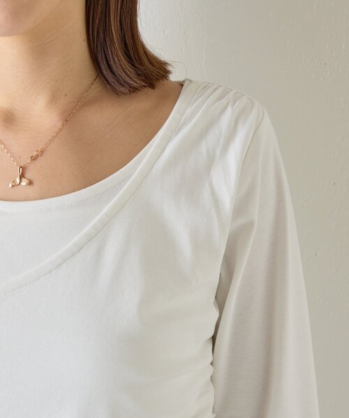 goocy(グーシー)の「【一枚で決まる!】ワンショルレヤード風トップス(Tシャツ/カットソー・レディース・ブラック/チャコールグレー/ホワイト・FREE)」の18枚目の写真