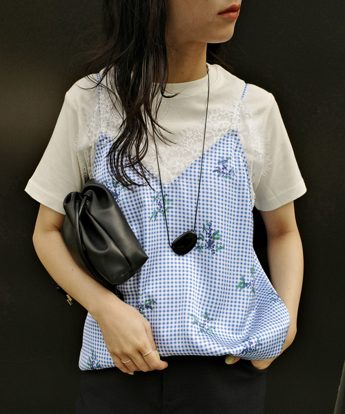 SLOBE IENA（スローブイエナ）の「Margaux Dereume × SLOBE lingerie キャミブラウス（キャミソール・レディース・ブルー/ブラック系その他・FREE）」の14枚目の写真