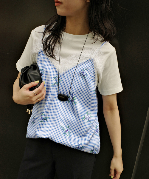 SLOBE IENA（スローブイエナ）の「Margaux Dereume × SLOBE lingerie キャミブラウス（キャミソール・レディース・ブルー/ブラック系その他・FREE）」の15枚目の写真