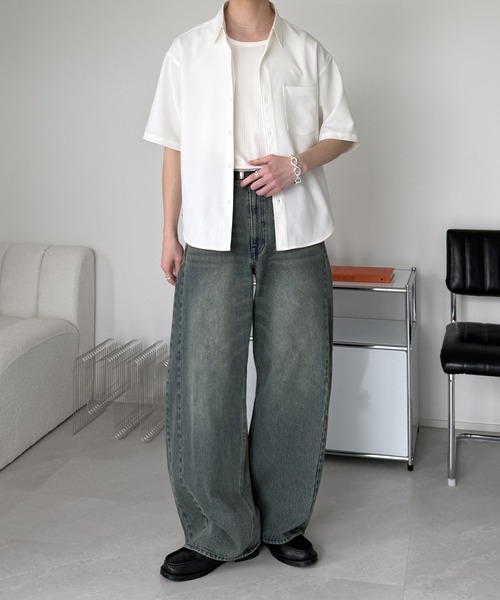 LUENNA(ルエナ)の「【LUENNA】Compact Half Sleeve Regular Collar Shirt / コンパクト半袖レギュラーカラーシャツ(シャツ/ブラウス・メンズ・ライトブルー/ダークブラウン/ブラック系1/グリーン/ホワイト・S/M/L)」の17枚目の写真
