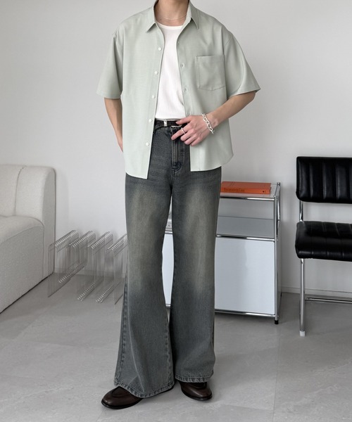 LUENNA(ルエナ)の「【LUENNA】Compact Half Sleeve Regular Collar Shirt / コンパクト半袖レギュラーカラーシャツ(シャツ/ブラウス・メンズ・ライトブルー/ダークブラウン/ブラック系1/グリーン/ホワイト・S/M/L)」の14枚目の写真