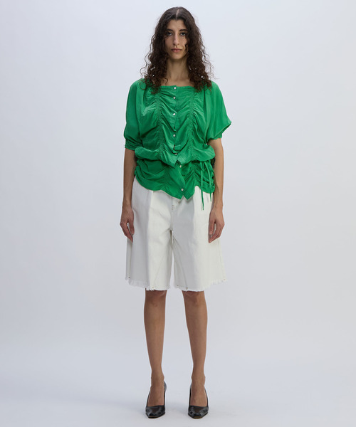 CURRENTAGE(カレンテージ)の「【CURRENTAGE/カレンテージ】Piece Dyeing Cupra Blouse(シャツ/ブラウス・レディース・グリーン/ブラウン・FREE)」の13枚目の写真