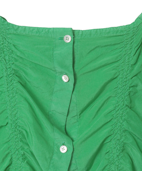 CURRENTAGE(カレンテージ)の「【CURRENTAGE/カレンテージ】Piece Dyeing Cupra Blouse(シャツ/ブラウス・レディース・グリーン/ブラウン・FREE)」の3枚目の写真