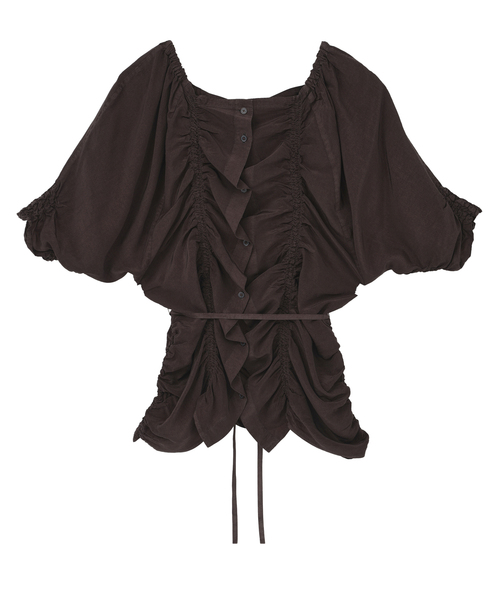 CURRENTAGE(カレンテージ)の「【CURRENTAGE/カレンテージ】Piece Dyeing Cupra Blouse(シャツ/ブラウス・レディース・グリーン/ブラウン・FREE)」の6枚目の写真
