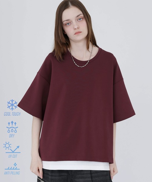 SOCCE(ソーシー)の「高機能コットンポンチUネックTシャツ/UVカット 吸水 接触冷感 防シワ 抗ピリング(Tシャツ/カットソー・メンズ・ブラック/ブルー/ホワイト/チャコール/ワイン/ライトグレー・S/M/L/XL)」の6枚目の写真