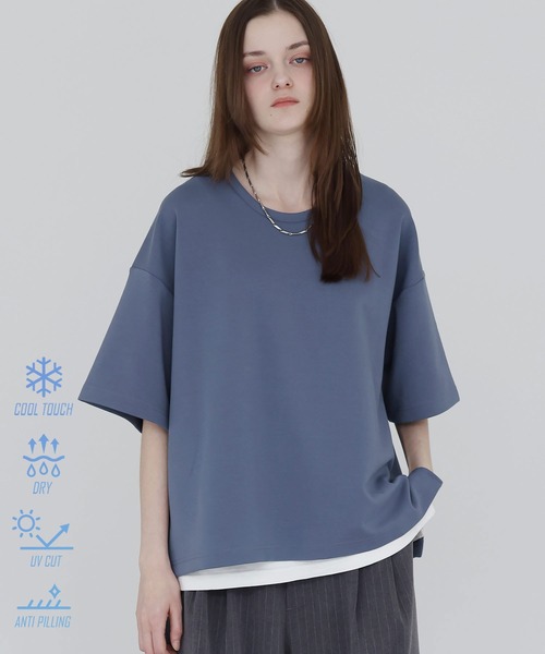 SOCCE(ソーシー)の「高機能コットンポンチUネックTシャツ/UVカット 吸水 接触冷感 防シワ 抗ピリング(Tシャツ/カットソー・メンズ・ブラック/ブルー/ホワイト/チャコール/ワイン/ライトグレー・S/M/L/XL)」の5枚目の写真