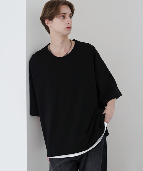 SOCCE(ソーシー)の「高機能コットンポンチUネックTシャツ/UVカット 吸水 接触冷感 防シワ 抗ピリング(Tシャツ/カットソー・メンズ・ブラック/ブルー/ホワイト/チャコール/ワイン/ライトグレー・S/M/L/XL)」の21枚目の写真