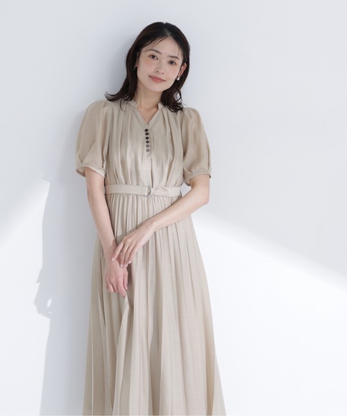 NATURAL BEAUTY BASIC（ナチュラルビューティーベーシック）の「フロントボタンプリーツワンピース（ワンピース・レディース・ライトグリーン/チャコールグレー/ベージュ・SMALL/MEDIUM）」の16枚目の写真