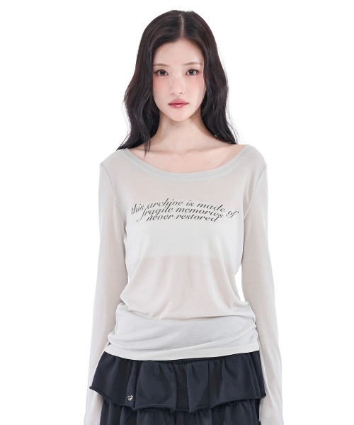 ALKI ALKA(アルキアルカ)の「Sheer Long Sleeve (Light Gray)(Tシャツ/カットソー・レディース・ライトグレー・MEDIUM/SMALL)」の2枚目の写真
