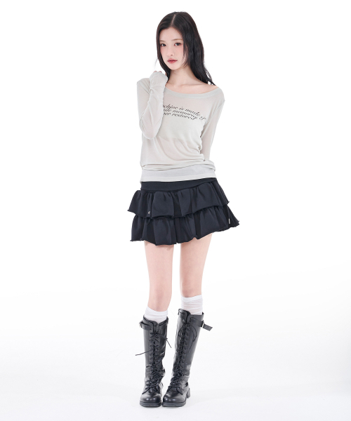 ALKI ALKA(アルキアルカ)の「Sheer Long Sleeve (Light Gray)(Tシャツ/カットソー・レディース・ライトグレー・MEDIUM/SMALL)」の4枚目の写真