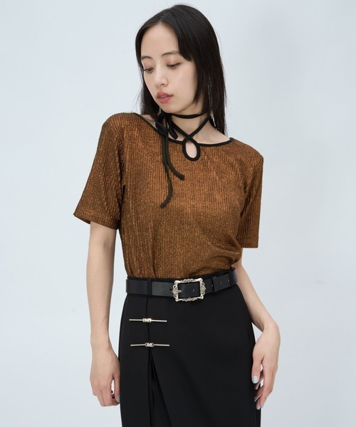 HARE(ハレ)の「ストリングネックT(HARE)(Tシャツ/カットソー・レディース・ブルー/シルバー/イエロー/グリーン/オレンジ/イエロー系その他・FREE)」の6枚目の写真