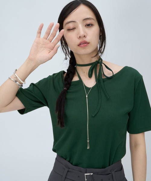 HARE(ハレ)の「ストリングネックT(HARE)(Tシャツ/カットソー・レディース・ブルー/シルバー/イエロー/グリーン/オレンジ/イエロー系その他・FREE)」の2枚目の写真