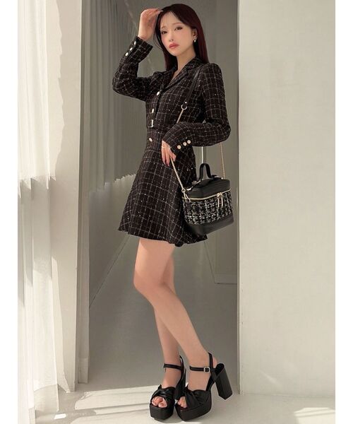 RESEXXY（リゼクシー）の「ツイードジャケットミニワンピース（ワンピース・レディース・ピンク/ホワイト/ブラック・FREE）」の8枚目の写真