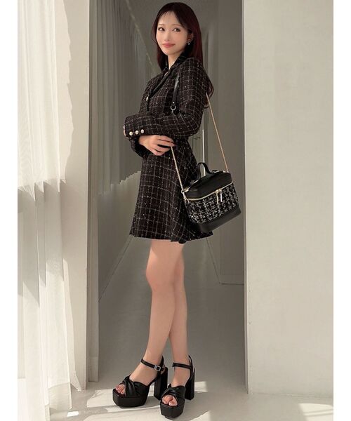 RESEXXY（リゼクシー）の「ツイードジャケットミニワンピース（ワンピース・レディース・ピンク/ホワイト/ブラック・FREE）」の9枚目の写真