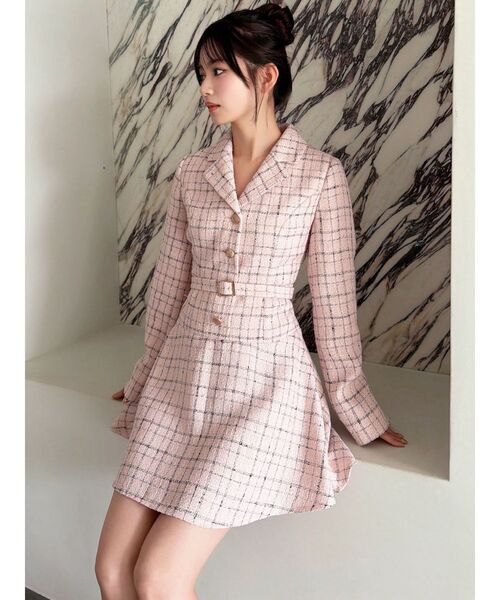 RESEXXY（リゼクシー）の「ツイードジャケットミニワンピース（ワンピース・レディース・ピンク/ホワイト/ブラック・FREE）」の10枚目の写真