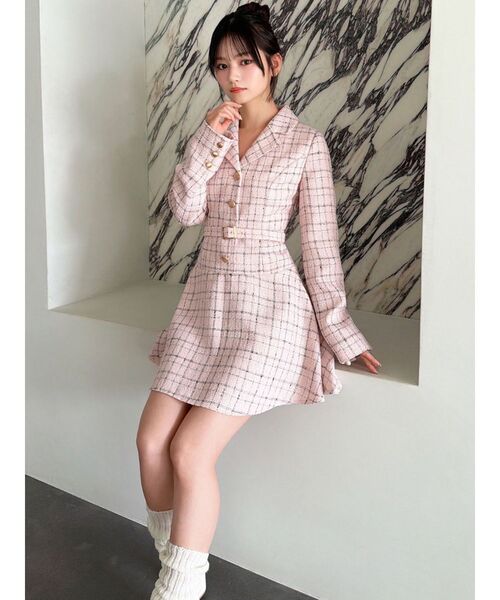 RESEXXY（リゼクシー）の「ツイードジャケットミニワンピース（ワンピース・レディース・ピンク/ホワイト/ブラック・FREE）」の11枚目の写真