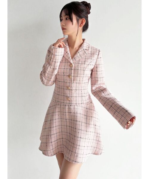 RESEXXY（リゼクシー）の「ツイードジャケットミニワンピース（ワンピース・レディース・ピンク/ホワイト/ブラック・FREE）」の12枚目の写真