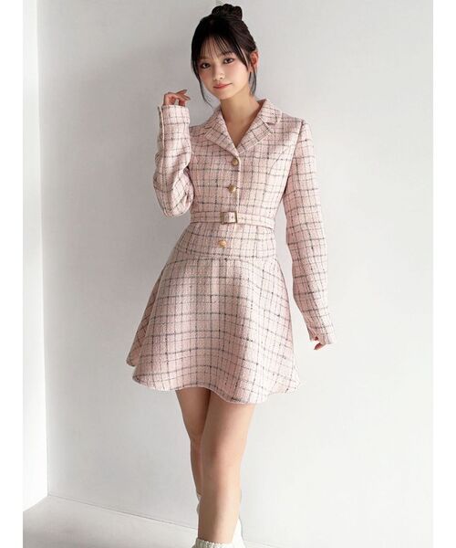 RESEXXY（リゼクシー）の「ツイードジャケットミニワンピース（ワンピース・レディース・ピンク/ホワイト/ブラック・FREE）」の13枚目の写真