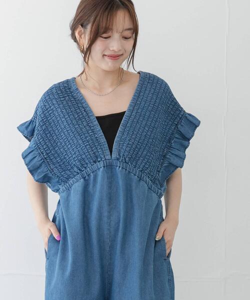 URBAN RESEARCH Sonny Label（アーバンリサーチサニーレーベル）の「シャーリングオールインワン（つなぎ/オールインワン・レディース・ブラウン/ベージュ/インディゴブルー/ライトインディゴブルー・36/38）」の21枚目の写真