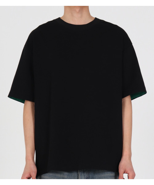 BUTTON SEOUL(ボタンソウル)の「ヒドゥンデュアルレイヤードTシャツ(ブラック)(Tシャツ/カットソー・メンズ・その他・L/XL)」の2枚目の写真