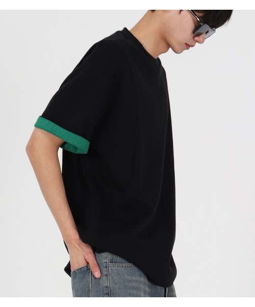 BUTTON SEOUL(ボタンソウル)の「ヒドゥンデュアルレイヤードTシャツ(ブラック)(Tシャツ/カットソー・メンズ・その他・L/XL)」の6枚目の写真