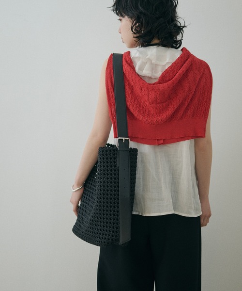 LAULEN(ローレン)の「leather belt mesh bucket shoulder bag /レザータッチメッシュバケットショルダーバッグ(ショルダーバッグ・レディース・ブラック/ベージュ・FREE)」の8枚目の写真