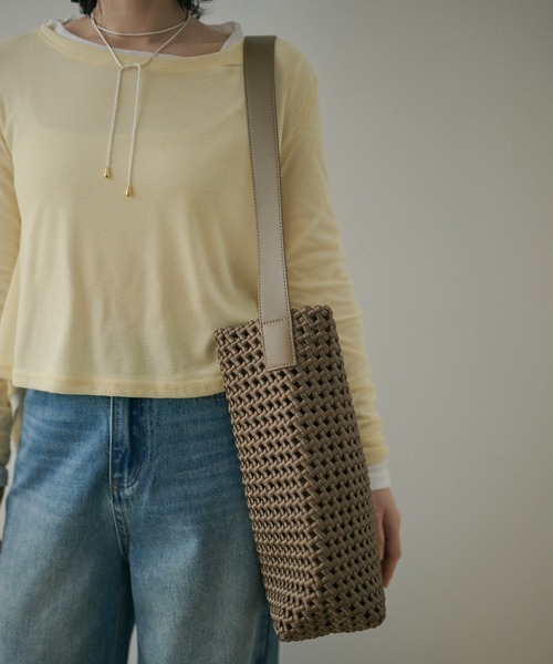 LAULEN(ローレン)の「leather belt mesh bucket shoulder bag /レザータッチメッシュバケットショルダーバッグ(ショルダーバッグ・レディース・ブラック/ベージュ・FREE)」の15枚目の写真