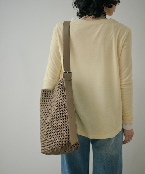 LAULEN(ローレン)の「leather belt mesh bucket shoulder bag /レザータッチメッシュバケットショルダーバッグ(ショルダーバッグ・レディース・ブラック/ベージュ・FREE)」の14枚目の写真